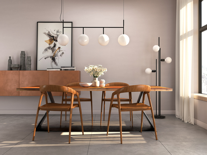 Tavolo moderno con base in metallo