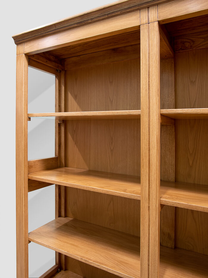 Modular bookcase in solid chestnut wood