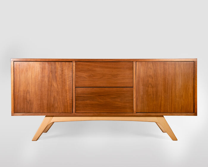 Modern minimal style walnut sideboard