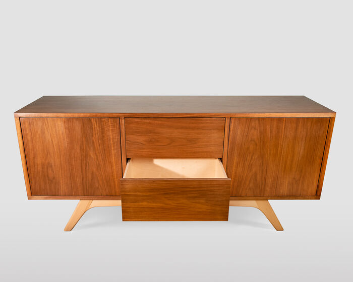 Modern minimal style walnut sideboard