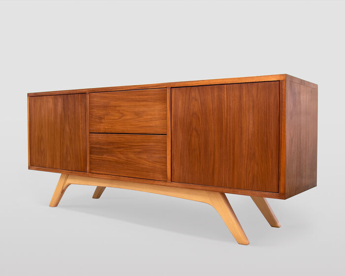 Modern minimal style walnut sideboard