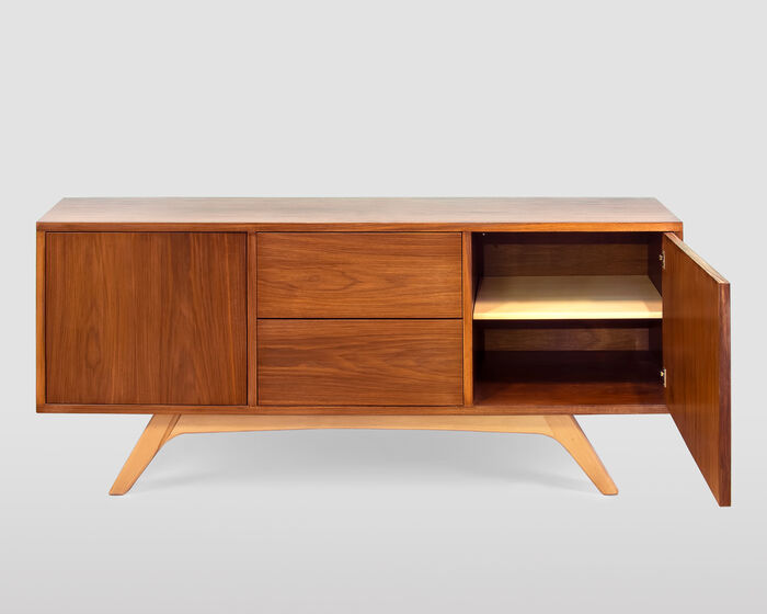 Modern minimal style walnut sideboard
