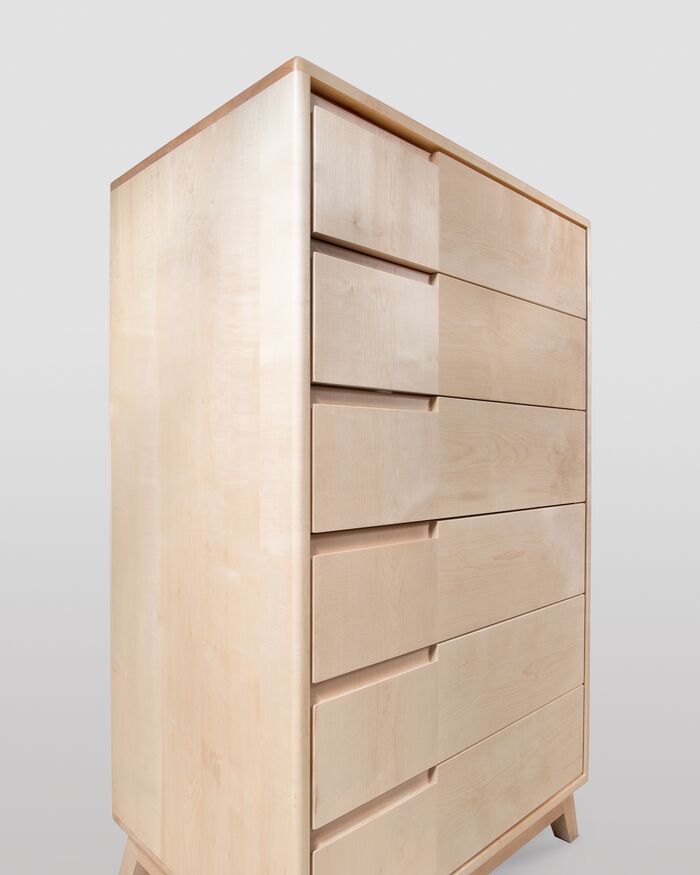 Scandinavian style tallboy with six drawers