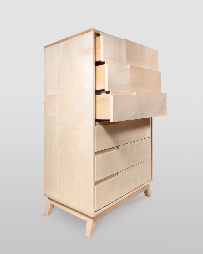 Scandinavian style tallboy with six drawers