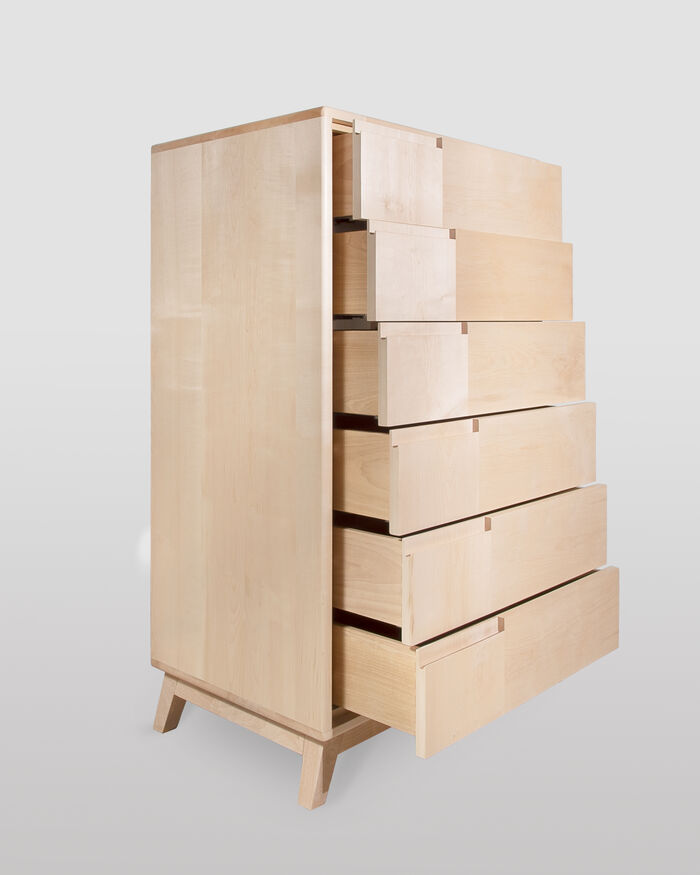 Scandinavian style tallboy with six drawers