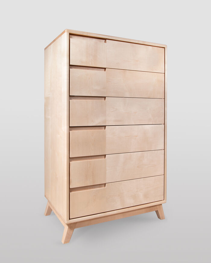 Scandinavian style tallboy with six drawers