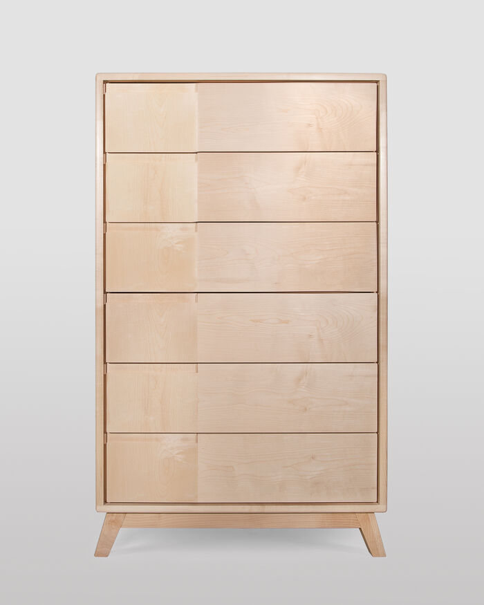 Scandinavian style tallboy with six drawers