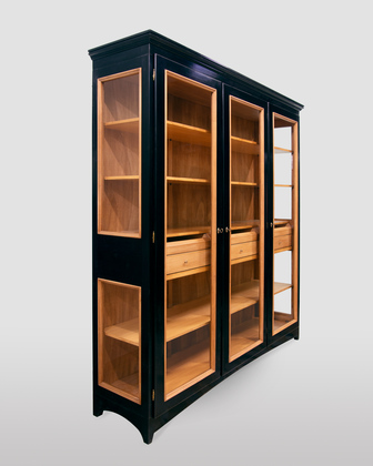 3-Doors Black Display Cabinet