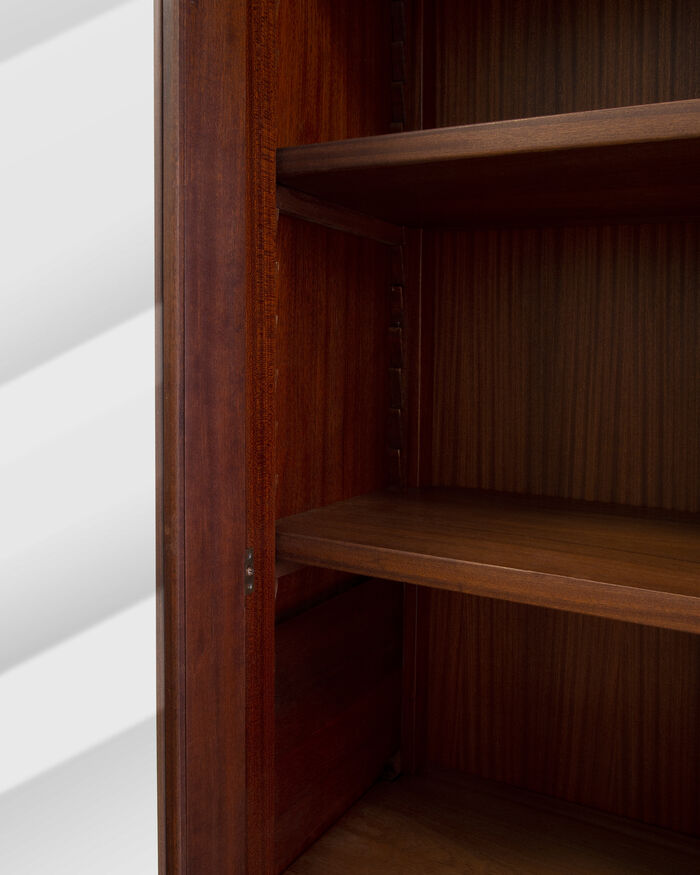 Two doors bookcase in solid mahogany wood