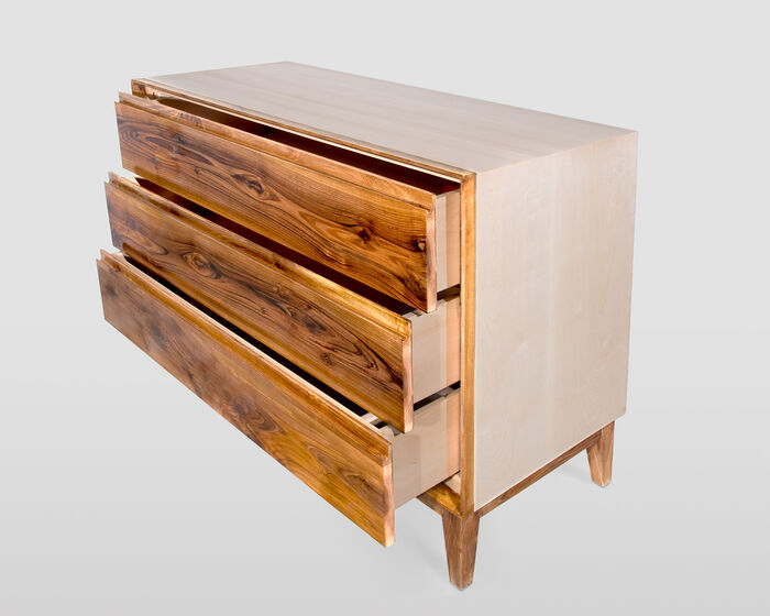 Walnut Three Drawer Dresser