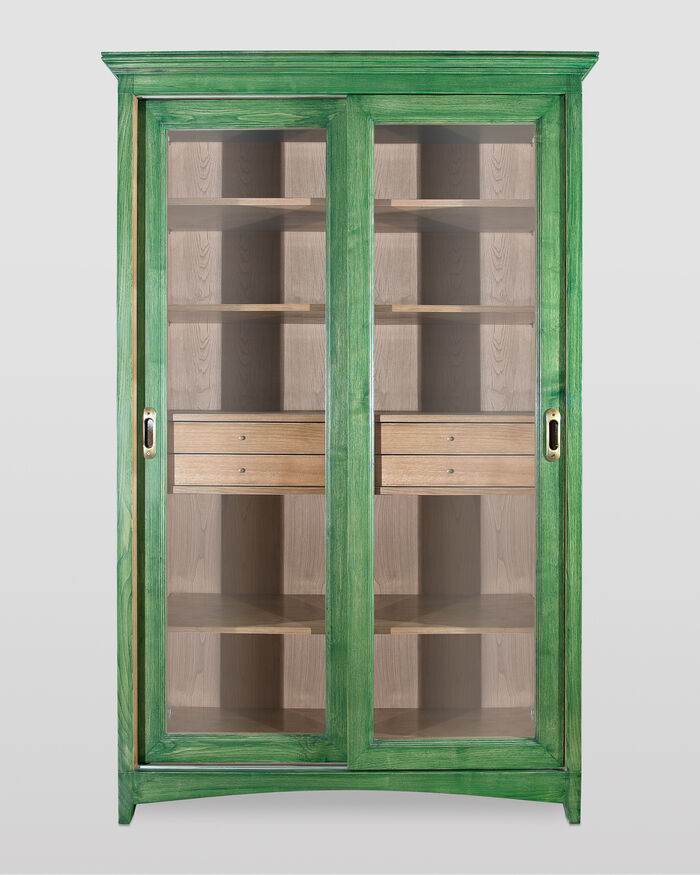 Green Two Sliding Doors Bookshelf