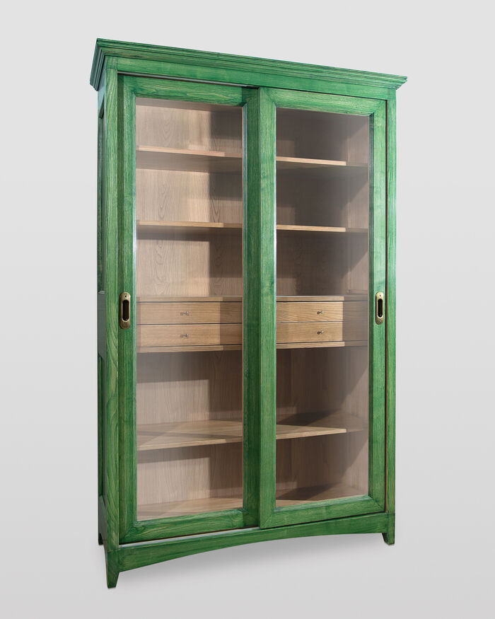 Green Two Sliding Doors Bookshelf