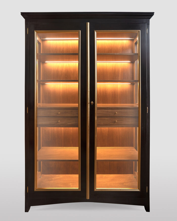 Two Doors Black Display Cabinet with led lights
