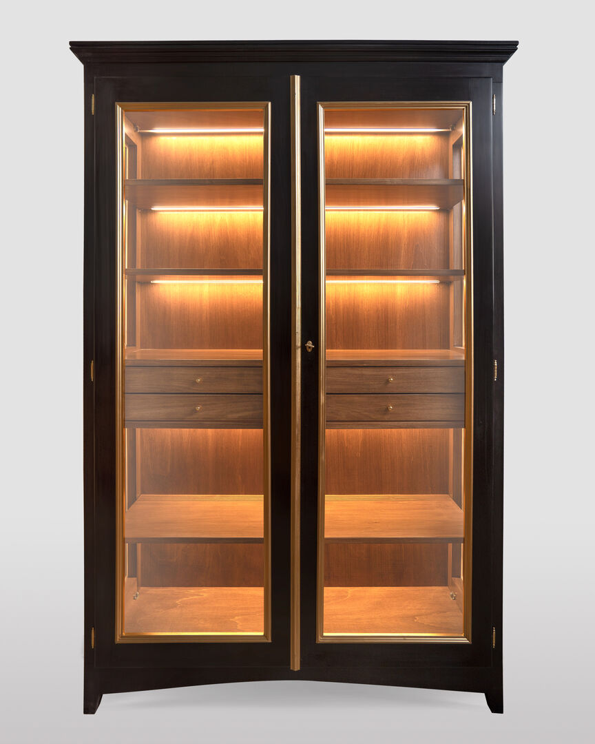 Modern Black Display Cabinet with LED Lights EBANISTERIA GAMBELLA