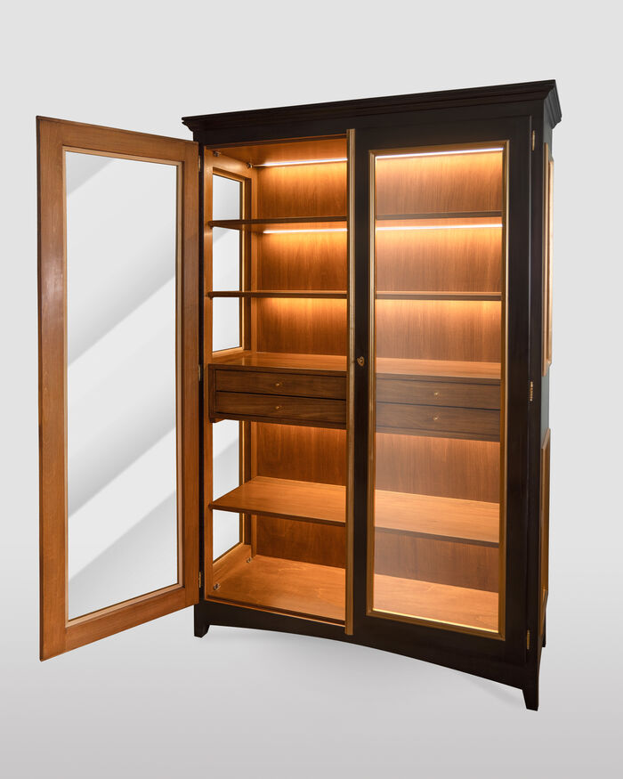 Two Doors Black Display Cabinet with led lights