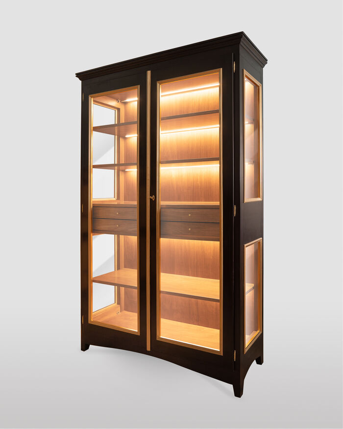Modern Black Display Cabinet with LED Lights
