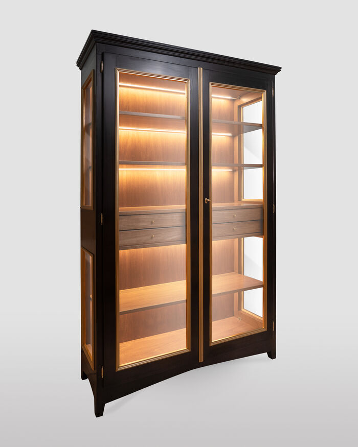 Two Doors Black Display Cabinet with led lights