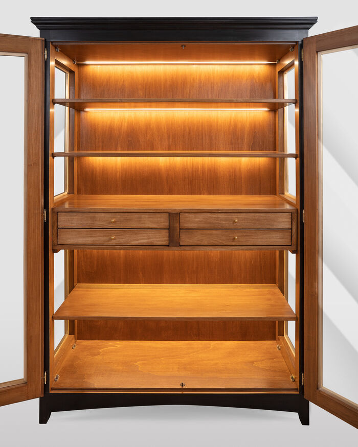 Two Doors Black Display Cabinet with led lights