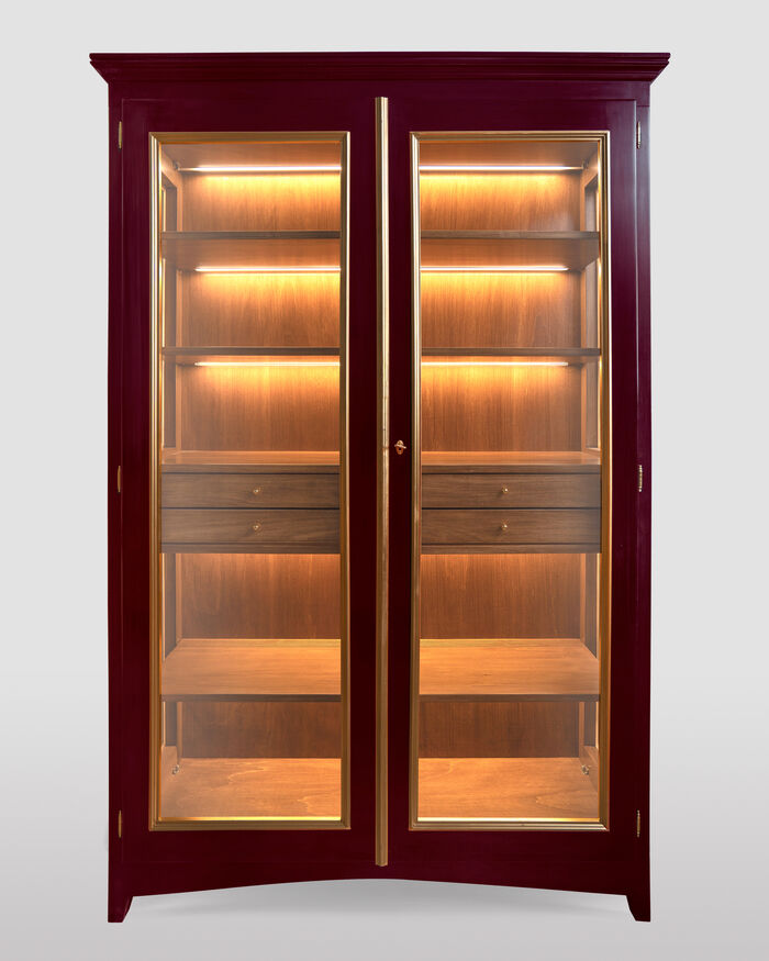 Wine Colored Cabinet with led lights