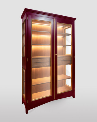 Wine Colored Cabinet with led lights