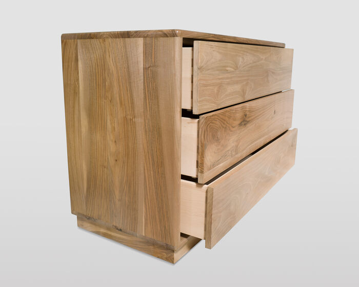 Modern Walnut Three Drawers Dresser