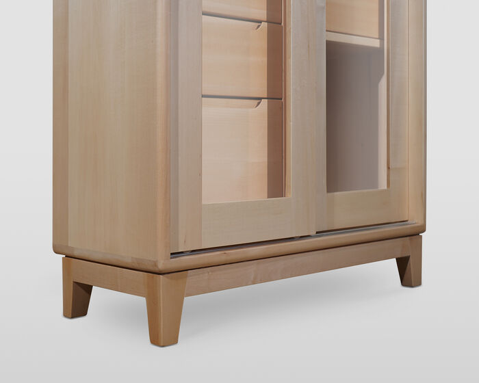 Scandinavian-Style Bathroom Cabinet: Solid Wood, Sliding Doors, and Drawers 