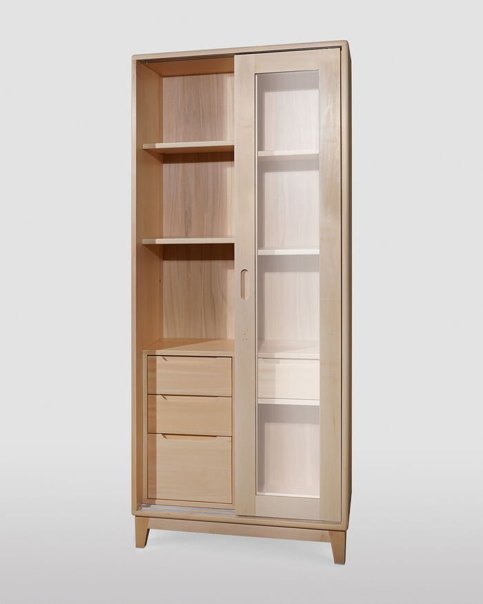 Scandinavian-Style Bathroom Cabinet: Solid Wood, Sliding Doors, and Drawers 