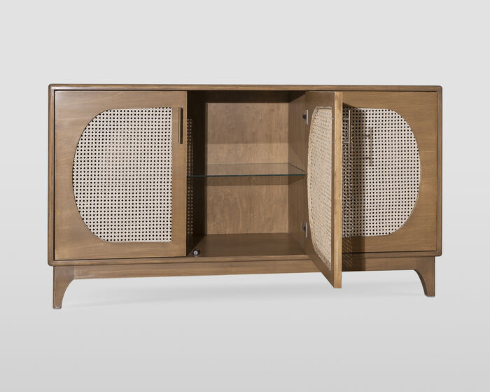 Sideboard im skandinavischen Stil mit Türen aus Wien-Stroh