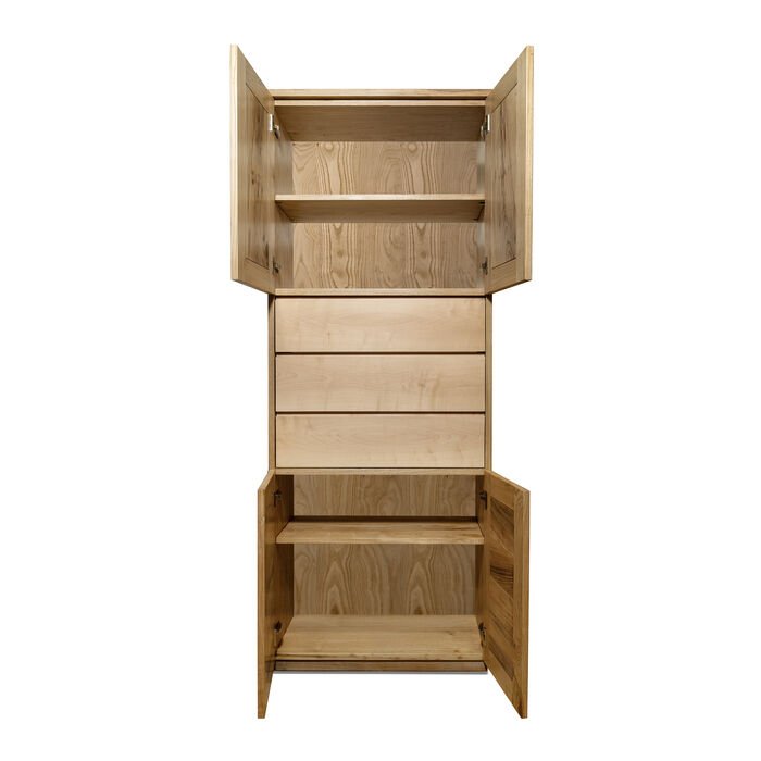 Credenza in Legno Massello con Cassettiera e Design Minimalista